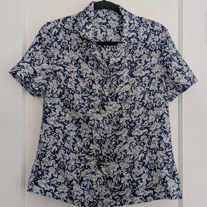 Vintage Blue Floral Button Down Tee